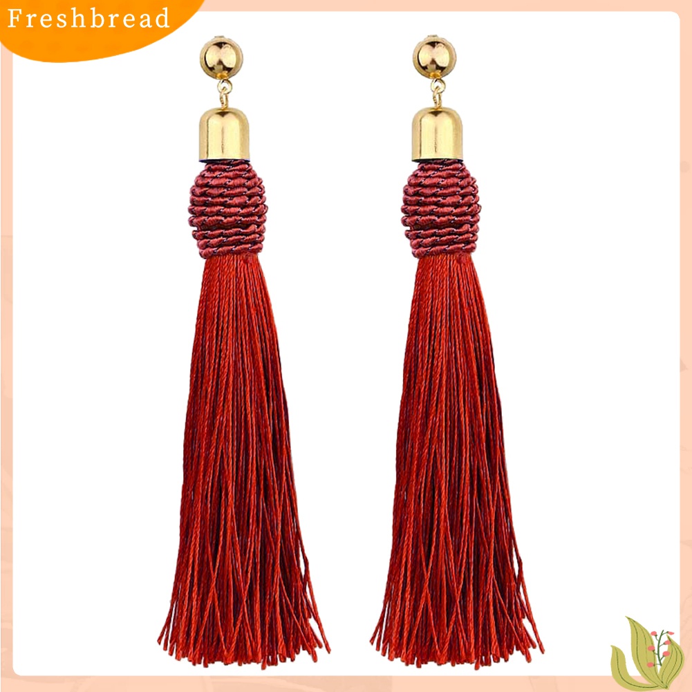 Terlaris Bohemian Wedding Tassel Ear Studs Long Dangle Earrings Bridal Bridesmaid Jewelry