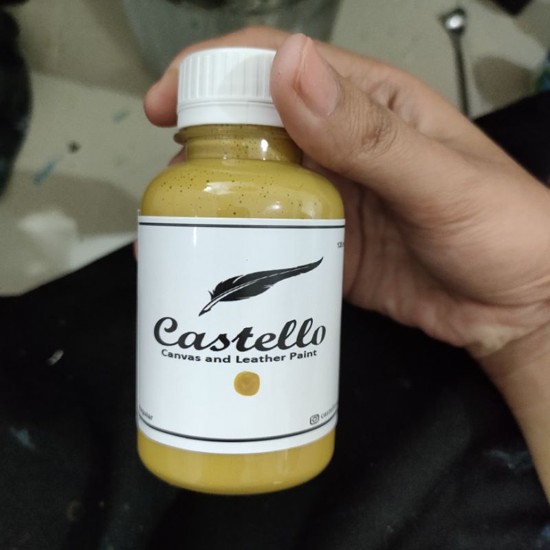 Castello paint YELLOW MUSTARD cat sepatu tas kulit kanvas