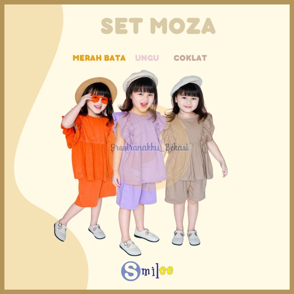 Setelan Anak Kaos Smilee Moza Mix Warna 1-5 Thun