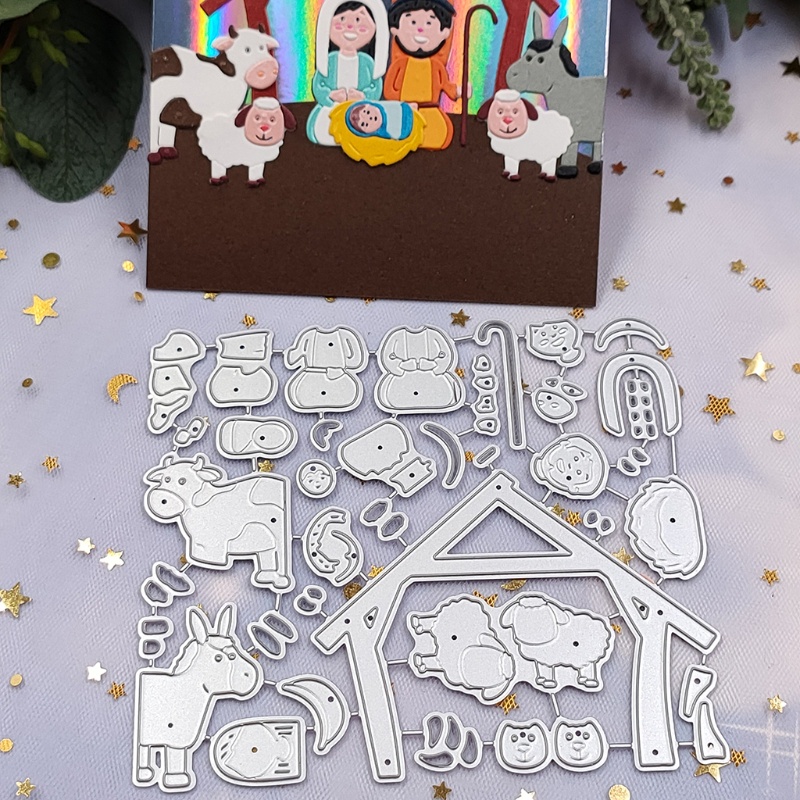 Cetakan Stensil Cutting Dies Motif Yesus Natal Bahan Metal Untuk Scrapbook / Craft DIY / Embossing