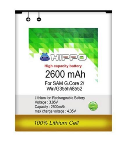 Baterai Hippo Samsung Core 2 Win G355H i8552 2600 mAh Garansi Resmi