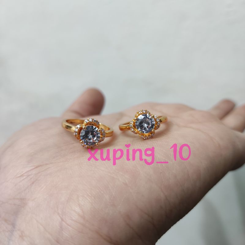 Perhiasan Cincin Emas Model Permata (Emas Import Anti Karat Xuping Untuk Dewasa)