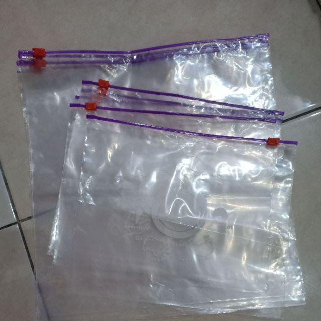 10pcs Kantong Plastik Zip-locked Reusable Untuk Makanan / Buah