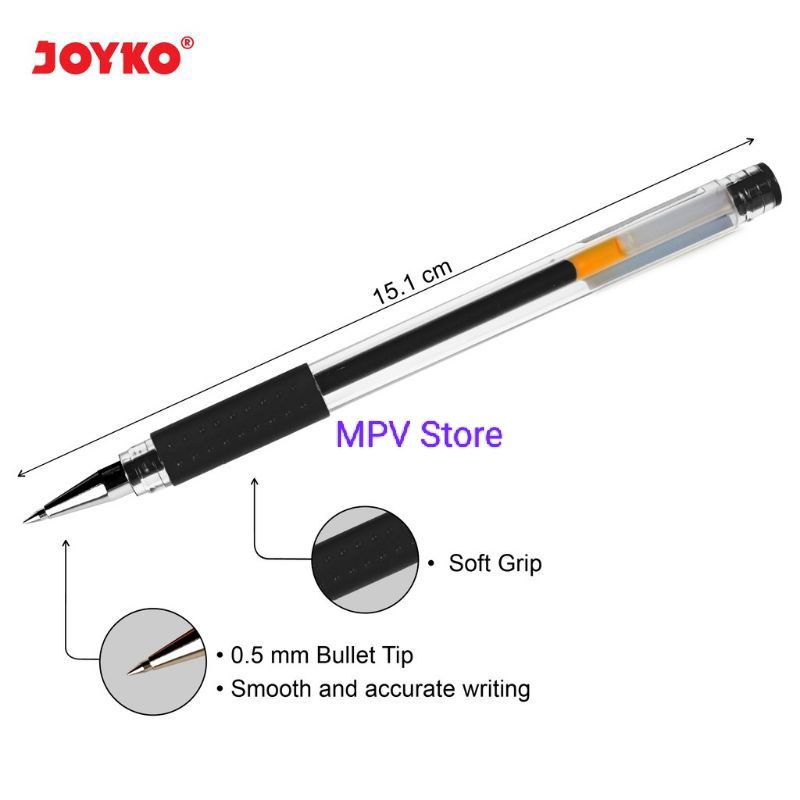 Pulpen Joyko JK-100 l Pulpen Gel Bullet Tip And Needle Tip