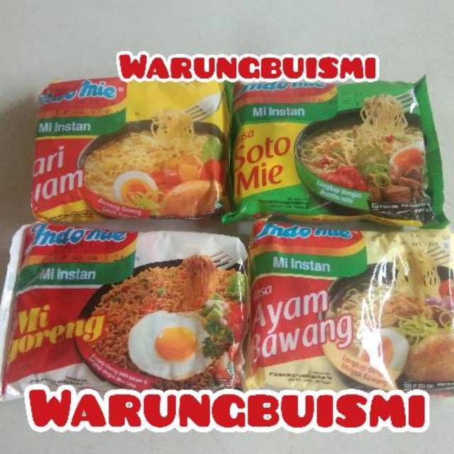 

Indomie Satuan Berbagai Rasa Soto Ayam Bawang Kari Ayam Serta Indomie Goreng