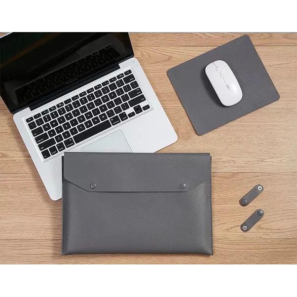 Tas Laptop Macbook Air Pro M1 M2 Samsung Dell Softcase Sleeve 3in1 PU Leather Size 13 13.3 13.6 14 15 16 inch