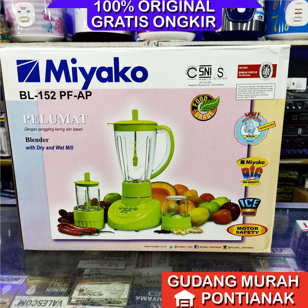 Blender Miyako BL 152 PF 152pf / AP 1,5Liter 1.5 3in1 kapasitas besar pelumat bumbu basah dan kering jus