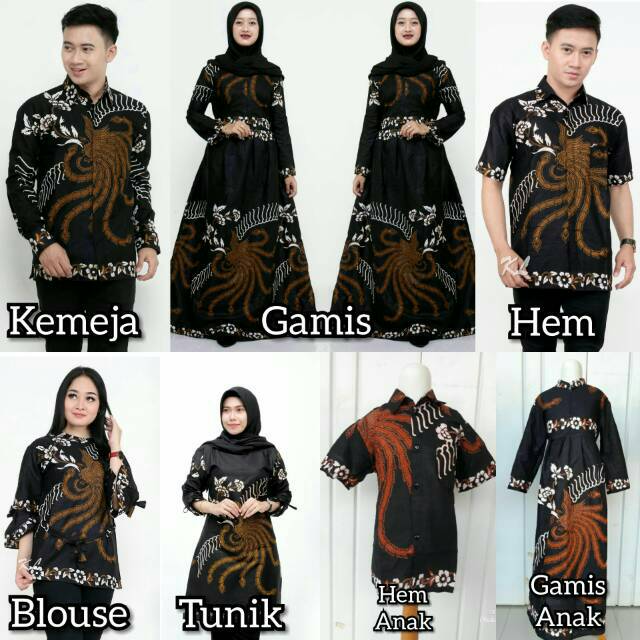 SERAGAM KELUARGA BATIK MOTIF SAWUNGGALING HITAM SBY MOTIF KESUKAAN IBU ANI YUDHOYONO (ALMH)