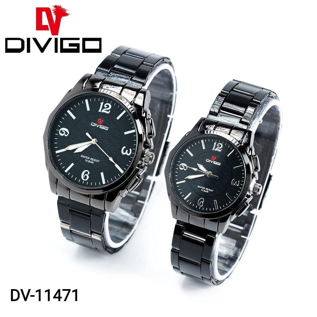 (BW HARGA SEPASANG) Jam Tangan Couple Pria/Wanita DIVIGO Original Analog Stainlissss Steel DV-11471