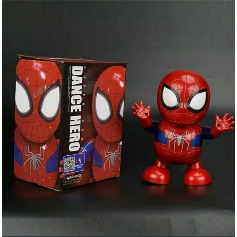mainan robot goyang dance hero spiderman nyala