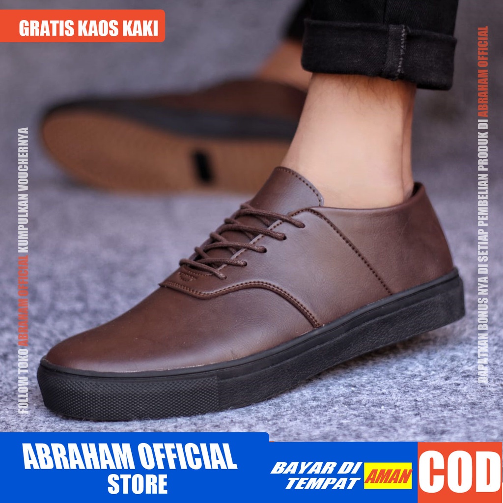 ABRHM x AUTH Sepatu Sneaker Pria Sepatu Pria Casual Sneakers Ori Kulit Pu Cowo/Cowok Sepatu Kasual Semi Formal Kerja Kantor Kuliah Gaya Santai Keren Kekinian Original Murah Terlaris