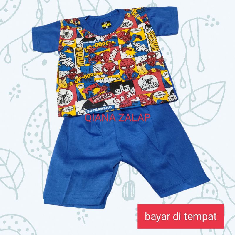 setelan baju anak2 sperderman bahan nya lembut nyaman buat anak2