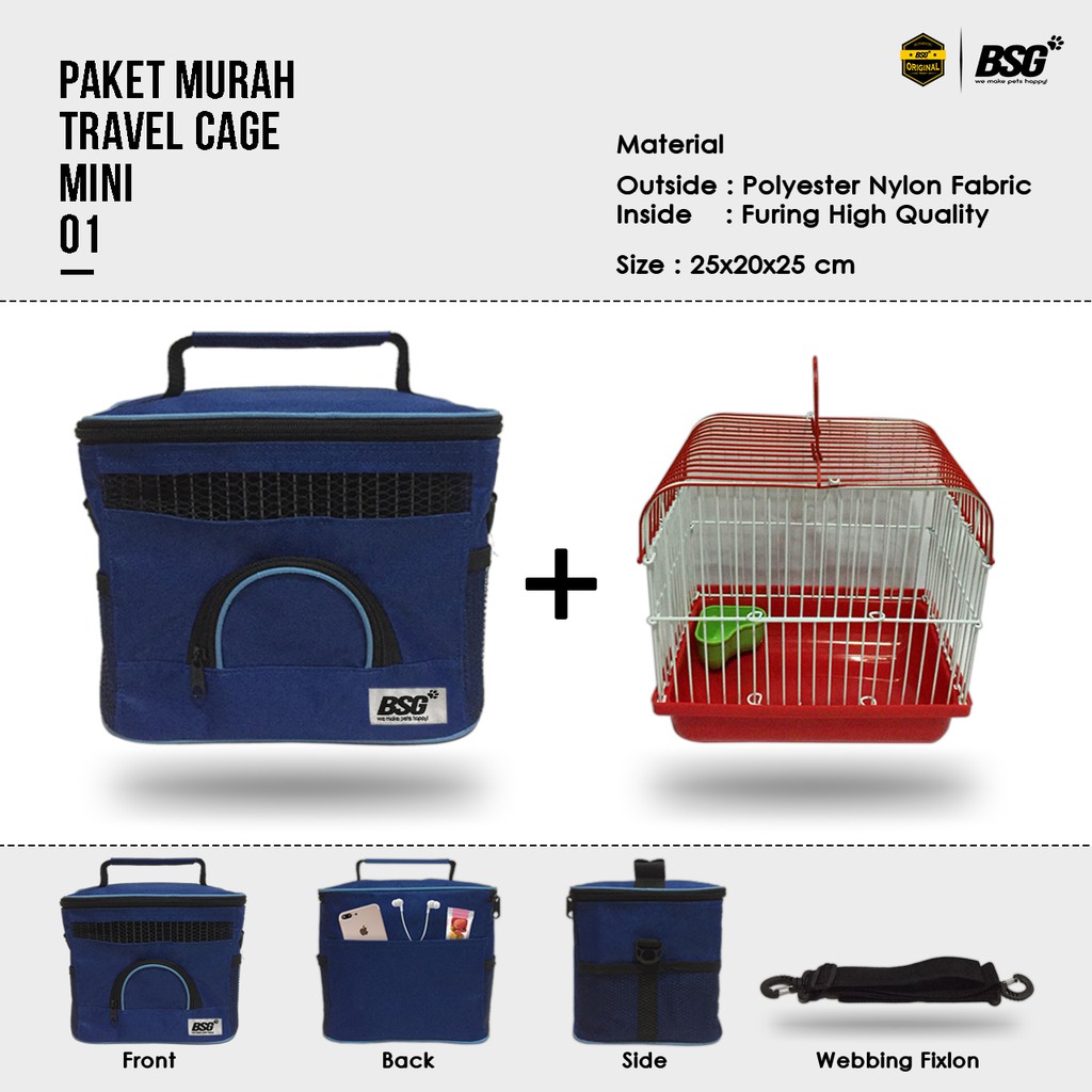 Travel Cage Mini - Tas Kandang Untulan - Burung - Sugar Glider - Hamster - Kelinci - Landak Dll-5