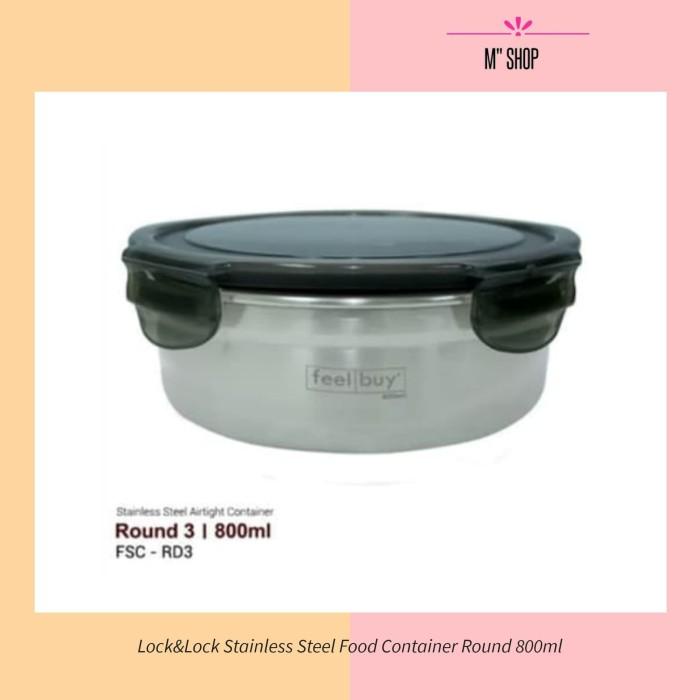 

LOCK & LOCK Feelbuy Stainless Steel Food Container Round 800ML
