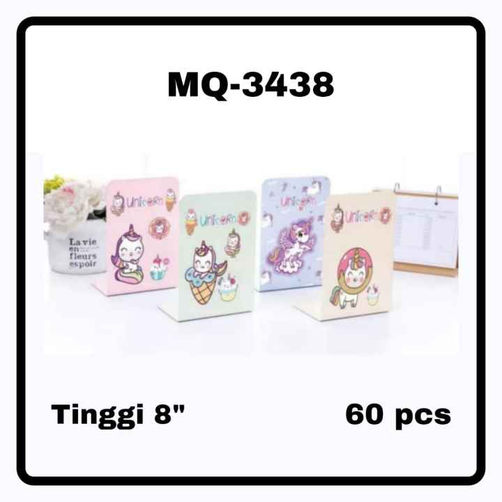 

ROYALE STATIONARY - STAND BOOK / Book END / PEMBATAS Buku MOTIF UNICORN Bahan Besi dapat 2 pcs MQ-3438
