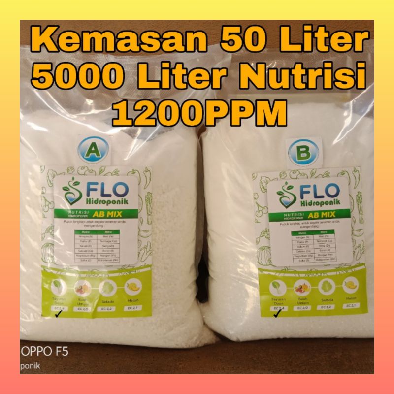 AB Mix 50 Liter Sayuran Daun Flo Hidroponik untuk 5000 Liter Larutan Nutrisi