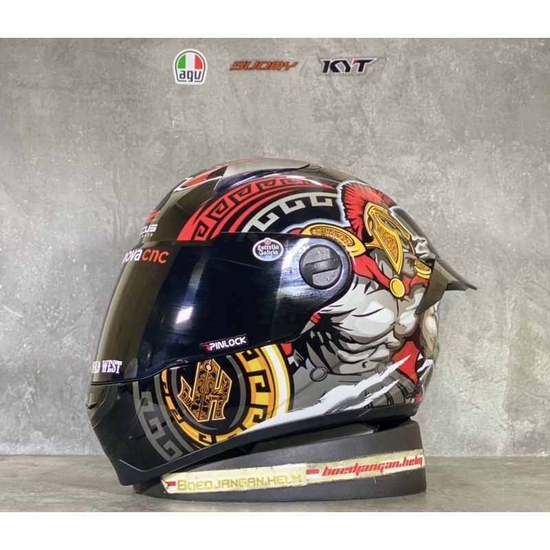 PAKET GANTENG  ZEUS HELM ZS811 AL47 SPARTAN BLACK RED - SPOILER 2D - FULL FACE-8