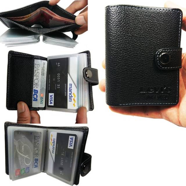 Dompet kartu kredit / dompet ATM KTP  bahan kulit terbaik dengan lock dan slot kartu banyak