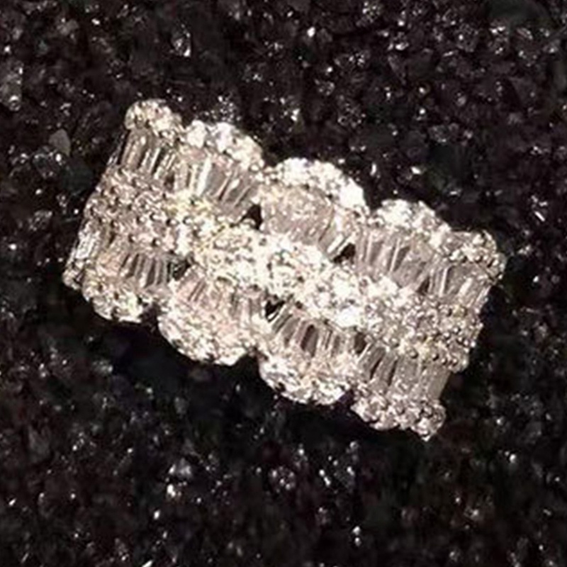 Cincin 925 Silver Hias Mutiara Berlian Penuh Untuk Wanita