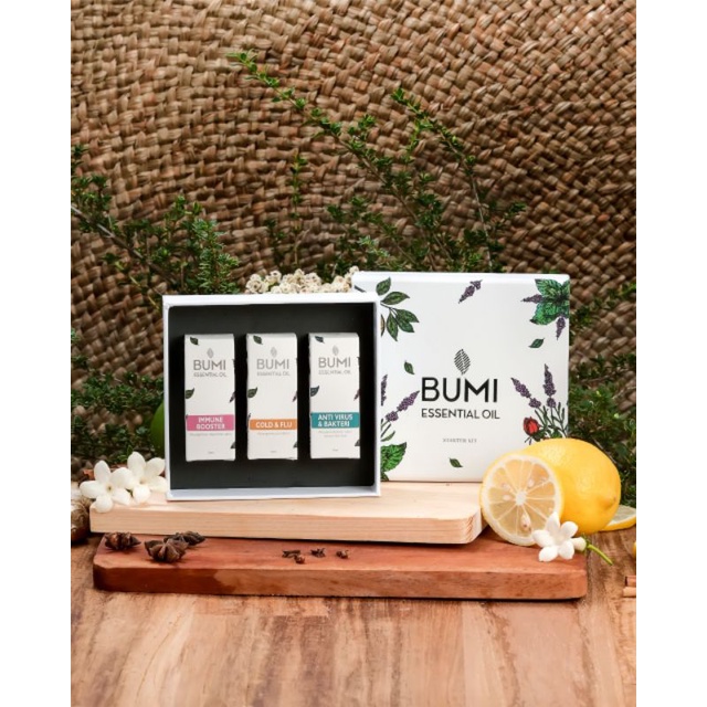 Distributor Bumi Essential Oils Physical Health Starter Kit (Isi 3 Botol)/ Oil Diffuser Humidifier/ 