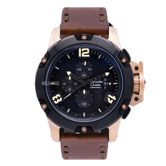 ALEXANDRE CHRISTIE AC 6295 MC KULIT COKLAT HITAM ROSEGOLD ORIGINAL