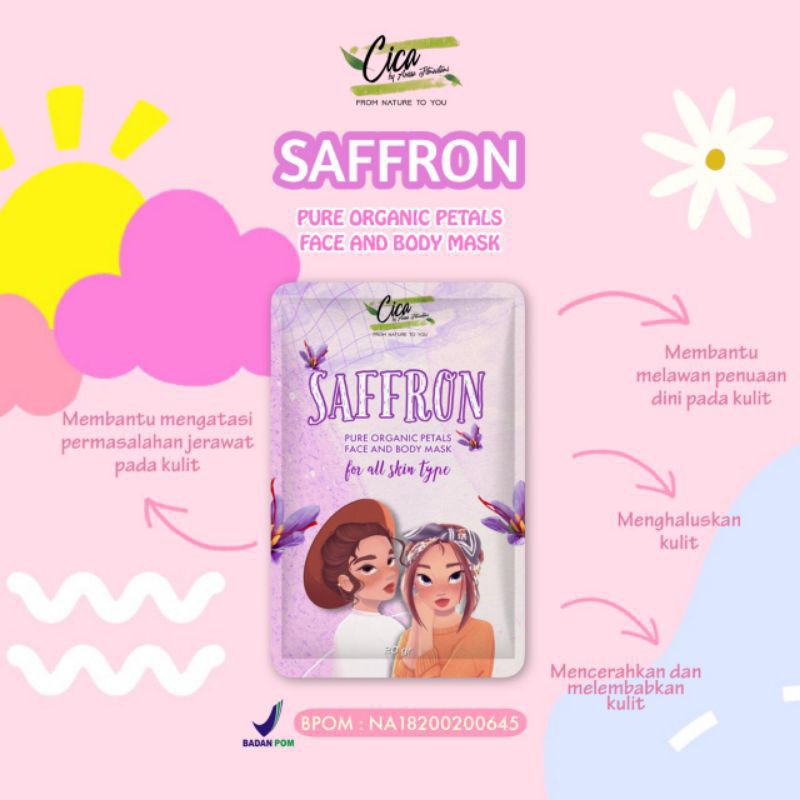 BPOM SAFFRON MASK ORGANIC WITH CENTELLA 20gr by cicanature (cica nature) ORI 100%