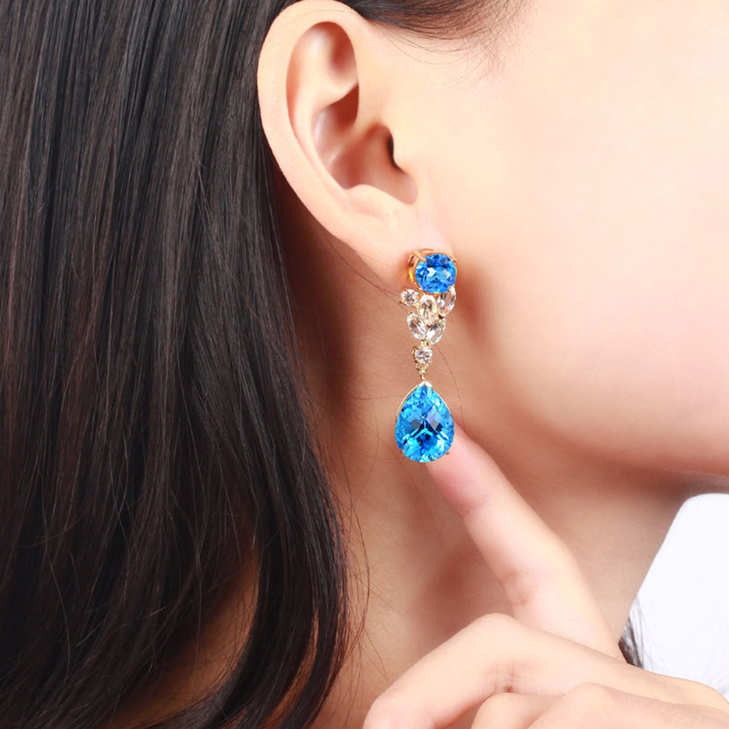 Hu Hu Hu Hu Hu Alat Bantu Pasang Kacamata♡ 1 Pasang Anting Juntai Bentuk Water Drop Aksen Berlian Imitasi Tahan Lama Untuk Harian