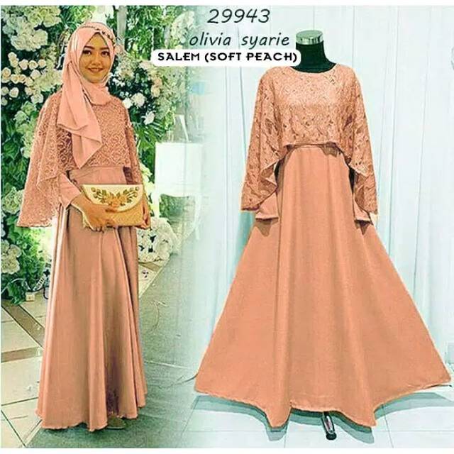 Olivia syari gaun pesta cape brukat