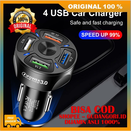 Car Charger 4 USB Thunderbolt Car Charger 4 Port USB Charger Mobil ORIGINAL