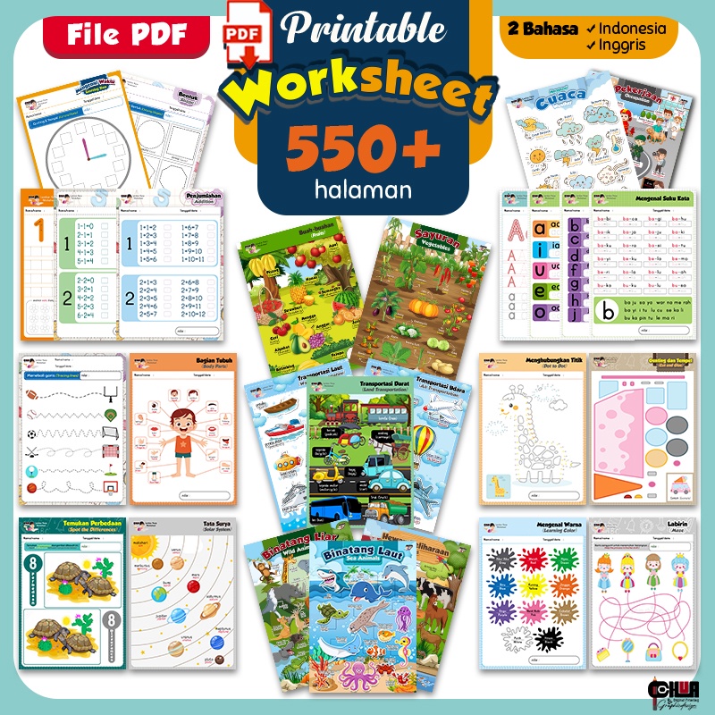 

Lembar Kerja Worksheet (file PDF) 550+ halaman untuk PAUD / TK