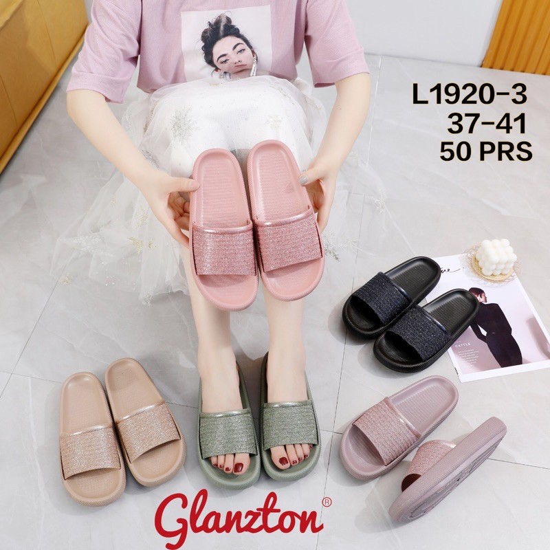 Sandal Slop Glitter Glanzton Tebal