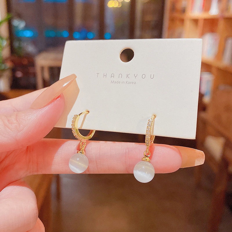 Anting Tusuk Sterling silver 925 Hias Batu Opal Zircon Mewah Untuk Wanita