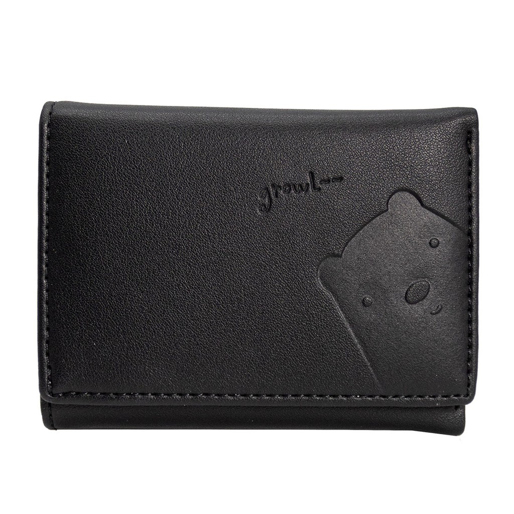 MINISO Dompet Wanita Pendek Kecil Lipat Simple Motif Binatang Lucu Karakter-Black