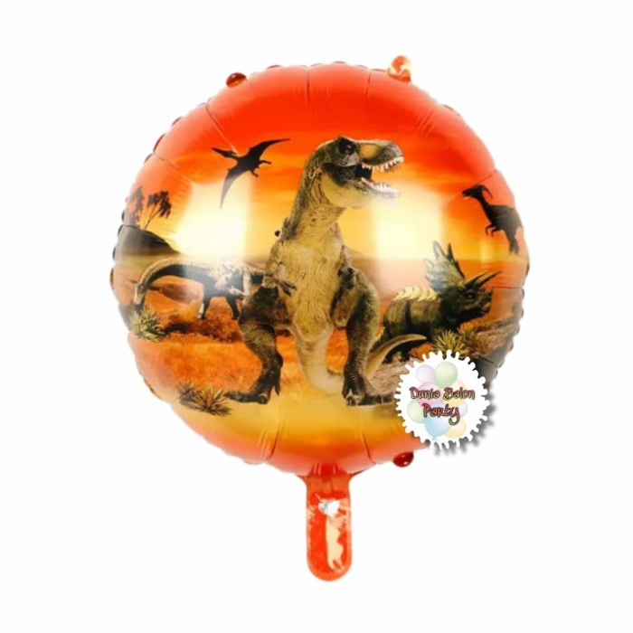 Balon Bulat Tyrex / Balon Foil Bulat Dinosaurus / Balon Dino