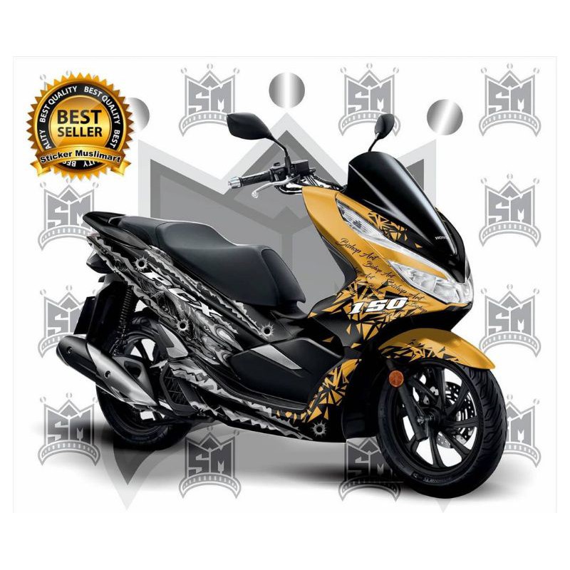 STICKER DECAL FULL BODY HONDA PCX 150 GRAFIS GOLD