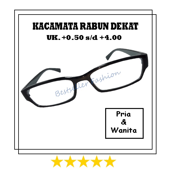 Kacamata Baca Plus (+) Uk. +0.50 s/d +4.00 Frame Plastik Hitam Kaca Mata Rabun Dekat Untuk Pria dan Wanita FREECASE