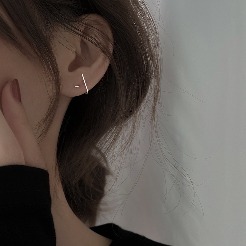 Roselife 1 Pasang Anting Tusuk Sterling Silver 925 Desain Geometri Minimalis Untuk Wanita