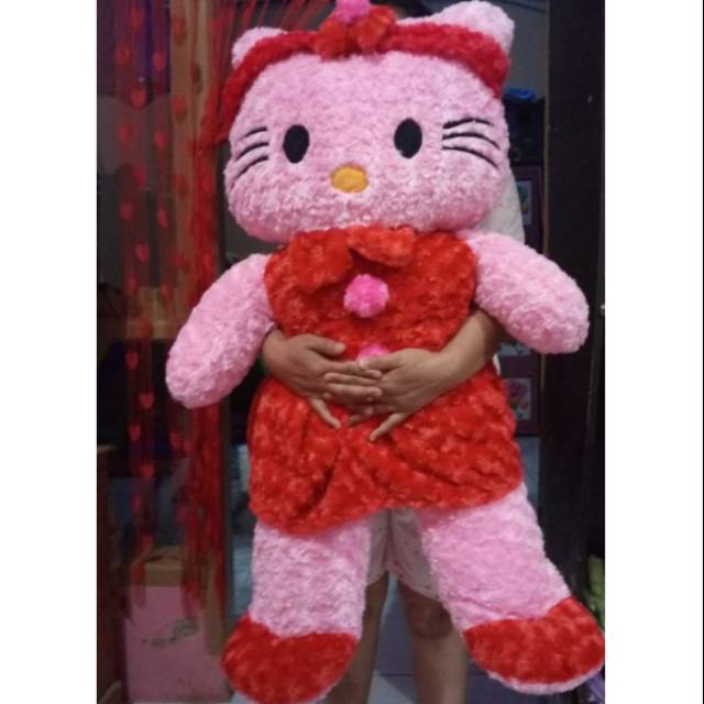 BONEKA HELLO KITTY JUMBO 1 METER MERAH/BONEKA HELLO KITTY/BONEKA/MAINAN/KADO/SOVENIR/HELLO KITTY