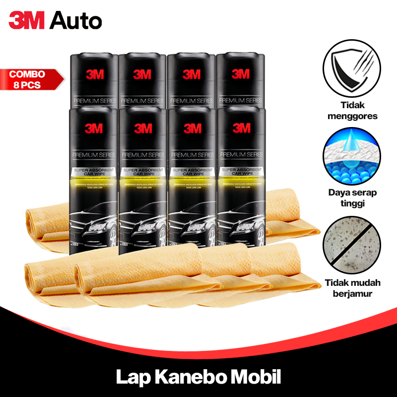 3M Auto Lap Chamois / Lap Kendaraan COMBO 8 Pcs Premium Series Kanebo Car Cleaning CMB08-3M-1053