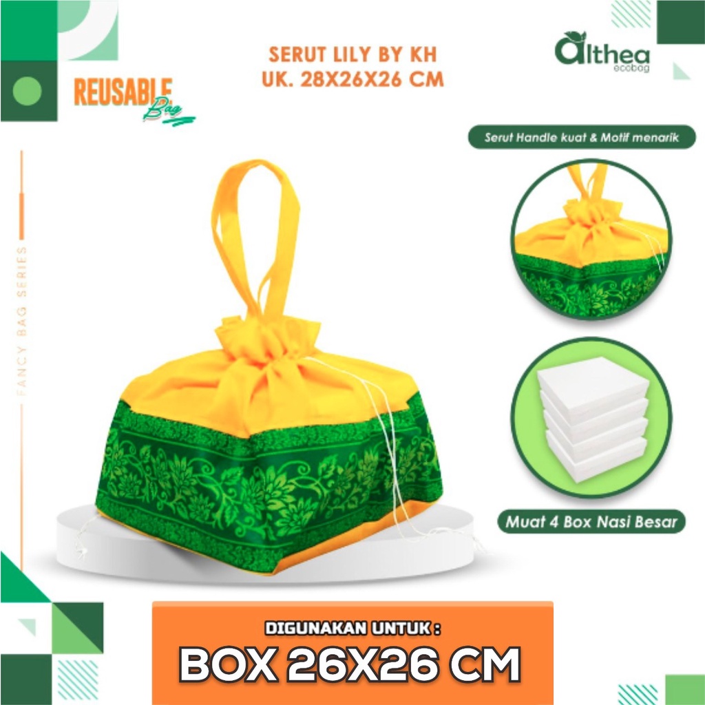 Tas Aqiqah Tas Kain Spunbond Box Nasi Kotak Tas Berkat Kotak Nasi Tas Serut Kotak Nasi Lily 28X26X26