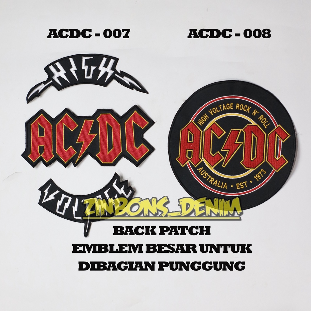 Backpatch back patch band ACDC patch bordir emblem