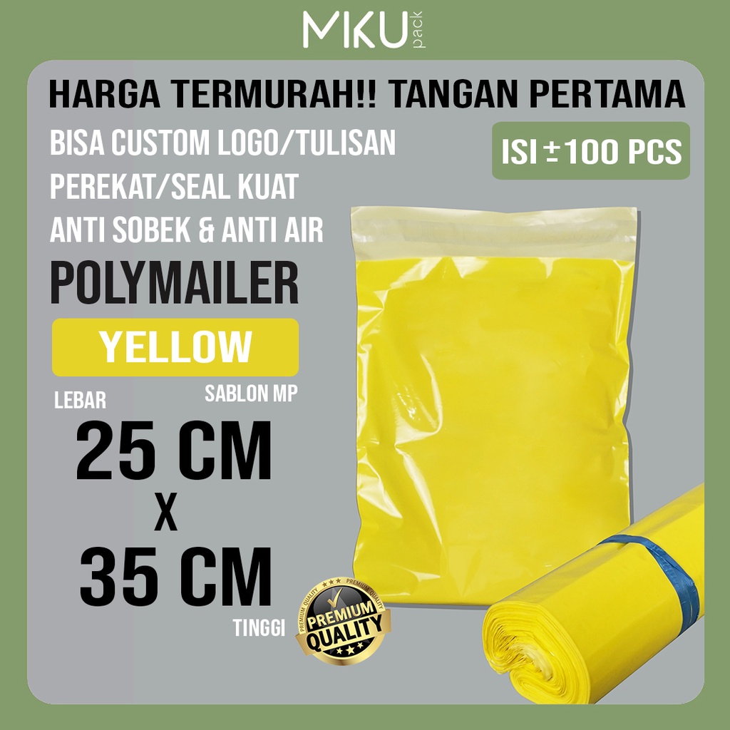 

25x35CM AMPLOP POLYMAILER KANTONG PLASTIK POLYBAG AMPLOP PACKING OLSHOP - KUNING