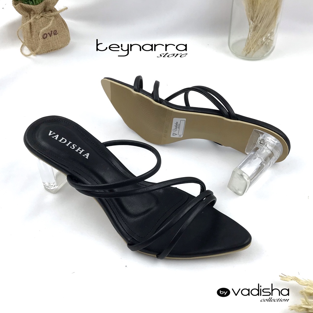keynarra Best Quality Adeeva Heels Kaca Oval  7 cm Transparan CM 107-hitam