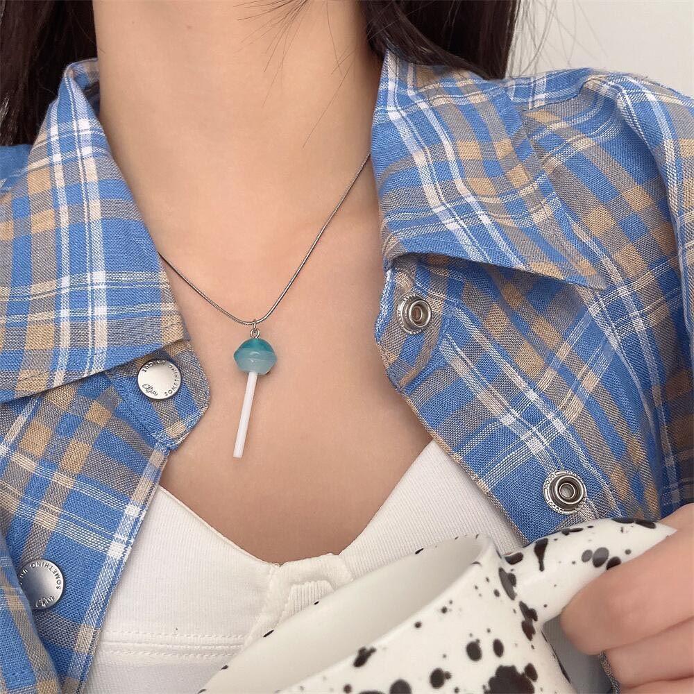 Mxbeauty Kalung Korea Vintage Pesta Untuk Anak Perempuan Elegan Liontin Lolipop