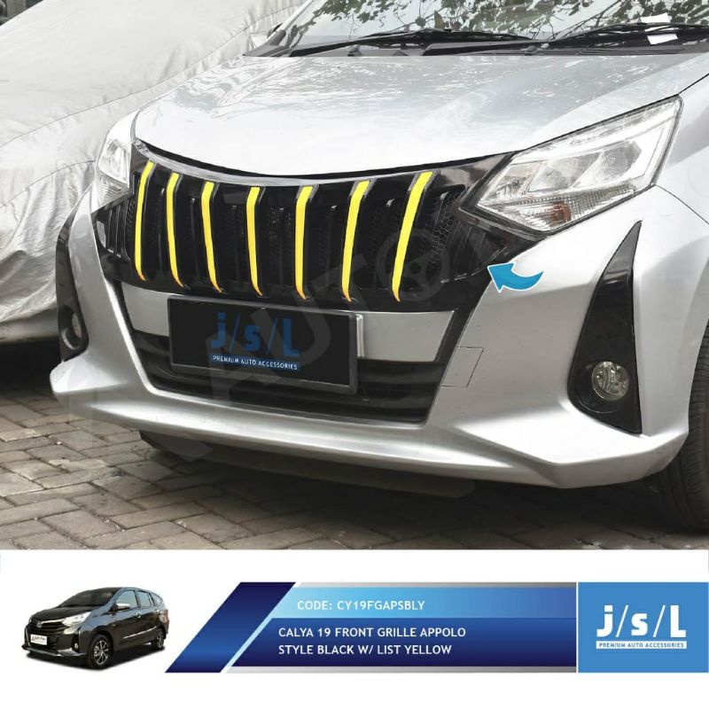 front grill depan Calya 2019 Appolo hitam list merah silver chrome kuning putih biru gold jsl