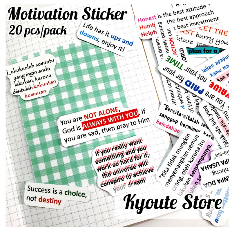 

Kyoute 20 pcs Sticker Motivation Quotes Scrapbook Bujo Journal Diary