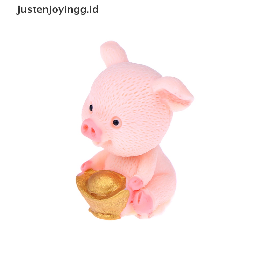 // justenjoyingg.id // Fortune Pig Miniature Figurine Fairy Garden Dollhouse Decor Micro Landscape ~