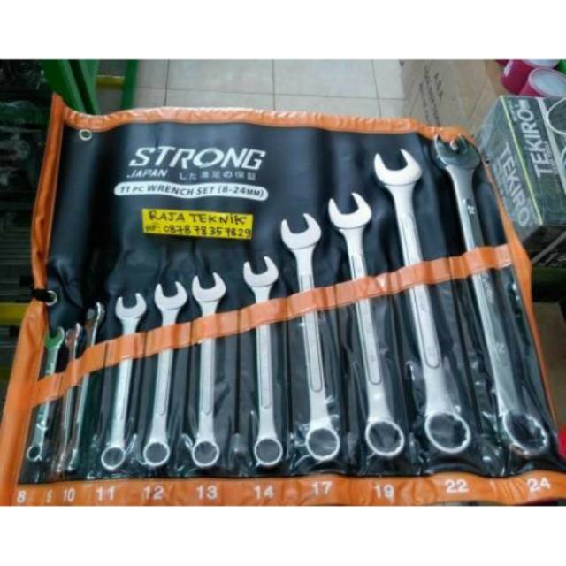 kunci ring pas 8mm 9mm 10mm 11mm 12mm 12mm 14mm 17mm 19mm 22mm 24mm MEREK STRONG JAPAN /Strong Japan