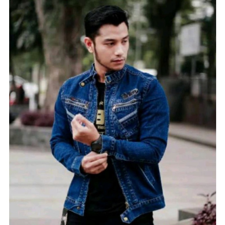 *promo*|| jaket jeans pria resleting ukuran L, XL,XXL,XXXL |  jaket denim zipper pria terbaru | jake