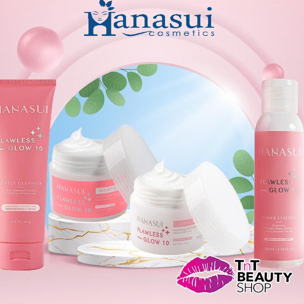 Q42Q HANASUI Flawless Glow 10 Day Cream - Night Cream -  Toner - Gentle Cleanser